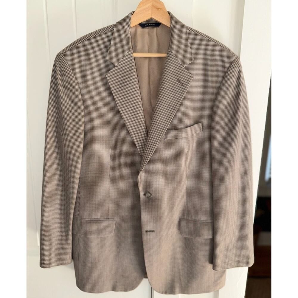 Vintage Brooks Brothers Men's Brown Houndstooth Wool Sport Coat - Size 40r